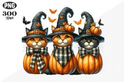 Halloween Cat And Pumpkin Sublimation - Clipart PNG Design Product Image 1