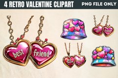 Retro Valentine Clipart PNG Product Image 1