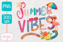 Summer vibes PNG for Sublimation design, Pink flamingo PNG Product Image 2