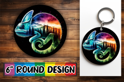 Blissful Round Keychains Sublimation PNG, Animals Art Product Image 1