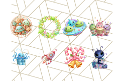 Alien Christmas Clipart, Cute Outer Space Holiday PNG Product Image 7