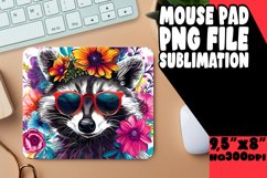 Joyful Raccoon &amp; Floral Wrap for Mouse Pad PNG Product Image 1