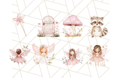 Pastel Pink Fairy Garden Clipart Bundle, Enchanted PNG Set Product Image 3