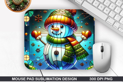 Snowman Mouse Pad Sublimation, Christmas Mouse Pad PNG Product Image 1