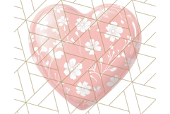 Pastel Puffy Patterned Hearts Clipart PNG, 3D Look Heart Png Product Image 3