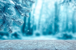 Snow Pine Branch Background, Winter Forest Background Product Image 1