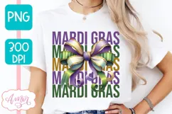 Mardi Gras PNG Sublimation design, Coquette Mardi gras shirt Product Image 2