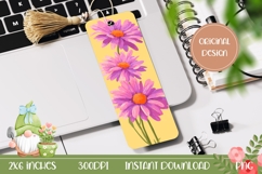 Yellow Bookmark Print, Purple Gerbera Bookmark Template Product Image 1