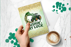 Pushin’ My Luck Tractor Funny Greeting Card PNG Sublimation Product Image 1