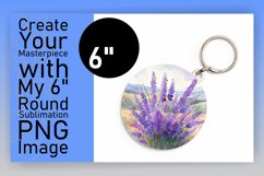 Floral Circle Round Keychain Design Sublimation PNG Product Image 1