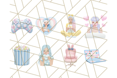 Pastel Gamer Girl Clipart PNG, Kawaii Gaming Elements Product Image 7