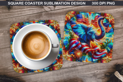 Elephant Coaster Sublimation, 4th Of July Coaster PNG Product Image 1