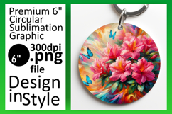 Cute Circle PNG Keychain Design , Flowers Product Image 1
