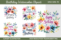 Birthday Watercolor Clipart PNG Product Image 1