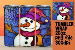 Stained Glass Snowman 3D Wrap for Tumblers Product Image 1