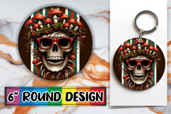 Whimsical Car Coaster Circle PNG, Skull Product Image 1