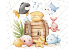 Under the Sea Nursery Clipart, Ocean Animals PNG Product Image 3
