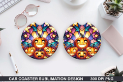 Pumpkins Car Coaster Sublimation| Halloween Coaster PNG Product Image 1