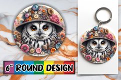 Bright Owl 3D Sublimation Design: Vibrant Art Round Product Image 1