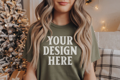 Bella Canvas 3001 Red Christmas Shirt Mockup, Trandy mockup Product Image 1