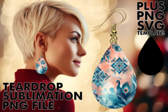 Charming Teardrop Earrings PNG, Watercolor Pattern Product Image 1