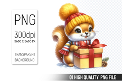 Watercolor Christmas Animals Clipart PNG Bundle, 37Designs Product Image 13