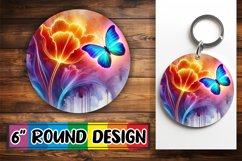 Luminous Round Ornaments Sublimation PNG, Butterfly Product Image 1