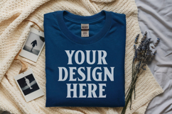 Carolina Blue Gildan 5000 Flat Lay Tshirt Mockup, G5000 mock Product Image 1