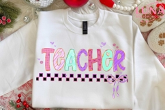 Preppy Teacher Valentine Glitter Png, Loved Teacher Png Product Image 4