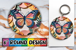 Cheerful Circle Keychains Design PNG, Butterfly Product Image 1
