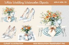 White Wedding Watercolor Clipart PNG Product Image 1