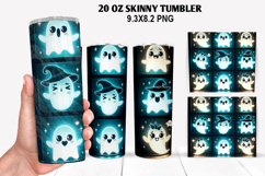 Ghost Skinny Tumbler 20oz Wrap Design, Halloween Tumbler PNG Product Image 1