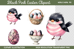 Black Pink Easter Clipart PNG Product Image 1