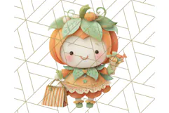 Kawaii Halloween Clipart Cute Kids and Candy Elements Png Product Image 3