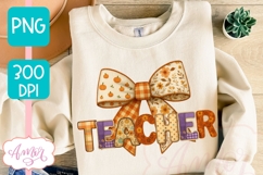 Coquette Teacher Sublimation design PNG| Fall shirt PNG Product Image 2