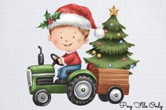 Cute Watercolor Christmas Farm Clipart PNG Product Image 1