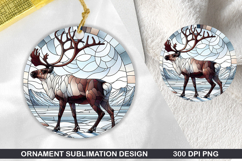 Cute Deer Stained Glass Ornament PNG, Digital Download File Product Image 1