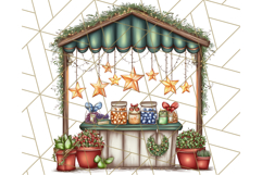 Cozy Christmas Market Stall Clipart PNG, Holiday Art Png Product Image 3
