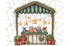 Cozy Christmas Market Stall Clipart PNG, Holiday Art Png Product Image 3
