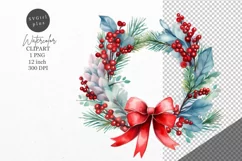 Christmas clipart, Wreath clipart, Winter clipart Product Image 1