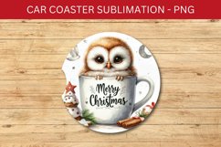 rounded car coaster - owl in the mug Product Image 1