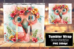 Cute Flamingo Tumbler Wrap with Flowers Product Image 1