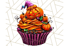 Halloween Cupcake PNG Clipart with Witch Hats and Ghosts Product Image 3