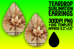 Bright Teardrop Earrings Sublimation Art , Autumn Flower Product Image 1