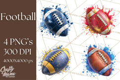 Football Clipart PNG with Team Color Paint Splash Design Product Image 1