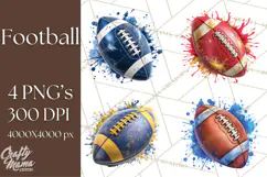 Football Clipart PNG with Team Color Paint Splash Design Product Image 1