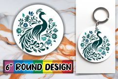 Radiant Circle Sublimation Keychain, Flower Animals Product Image 1