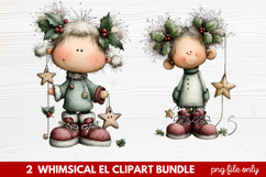 Whimsical Elf Clipart | Cute Christmas Elf PNG Illustration Product Image 1