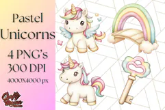 Fairy Tale Unicorn PNG Pastel Magic Clipart, Fantasy Rainbow Product Image 1