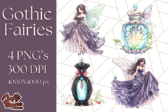 Gothic Fairy &amp; Potion Clipart, Dark Fantasy PNG Printable Product Image 1